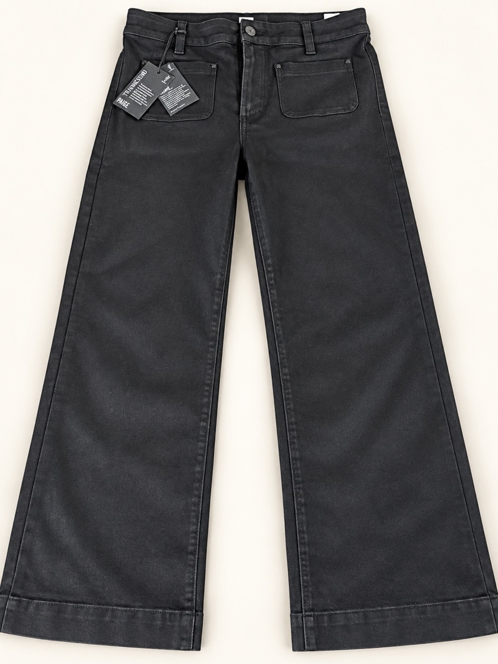 🖤 NWT PAIGE Leenah Ankle Patch Pocket Coated Jeans Black Fog Size 29